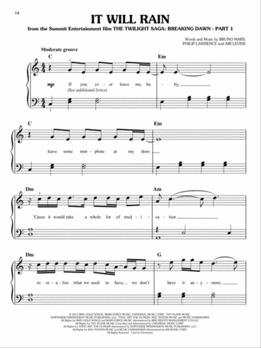 Best of Bruno Mars Easy Piano scores gallery preview page 5