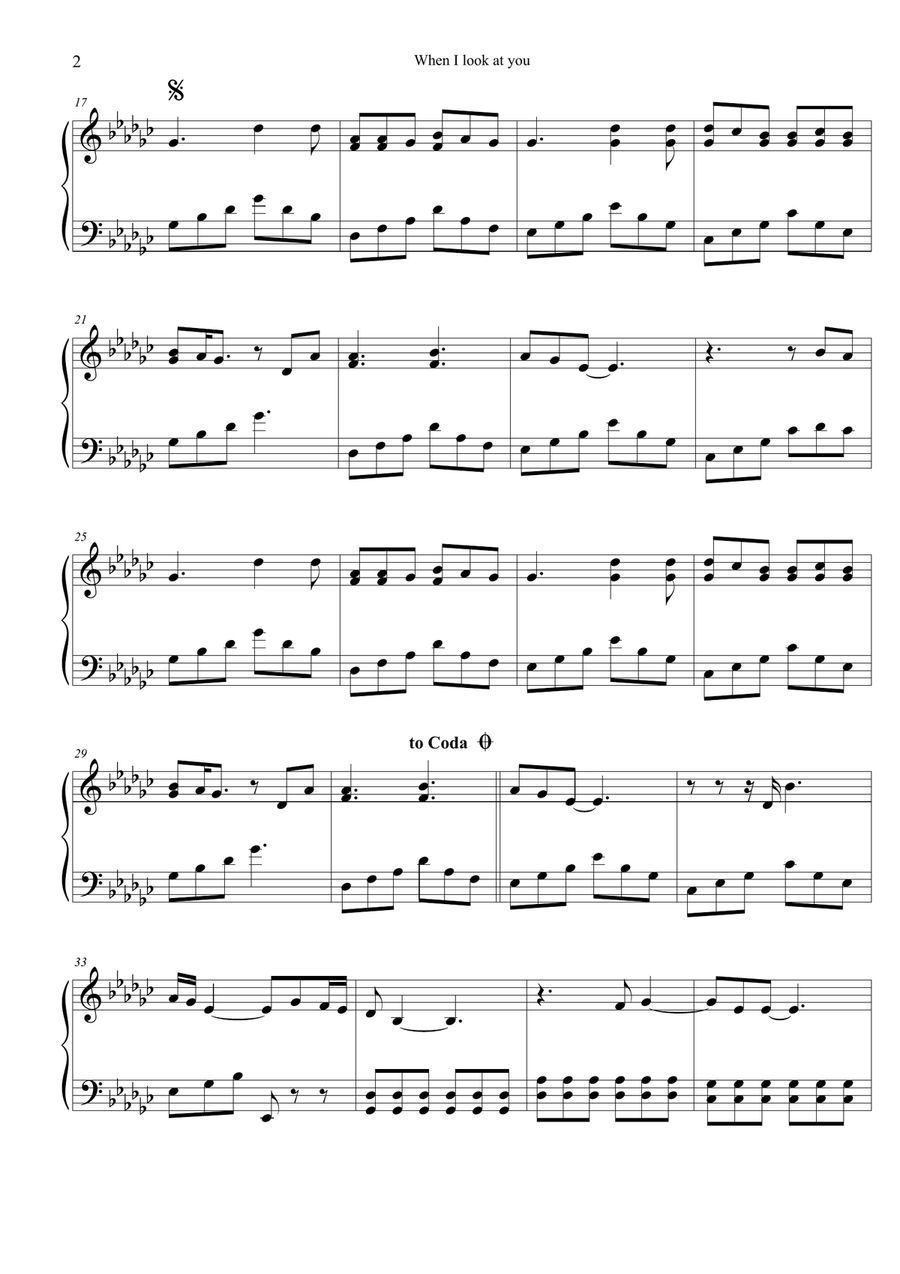 When I Look At You Easy Piano scores gallery preview page 2
