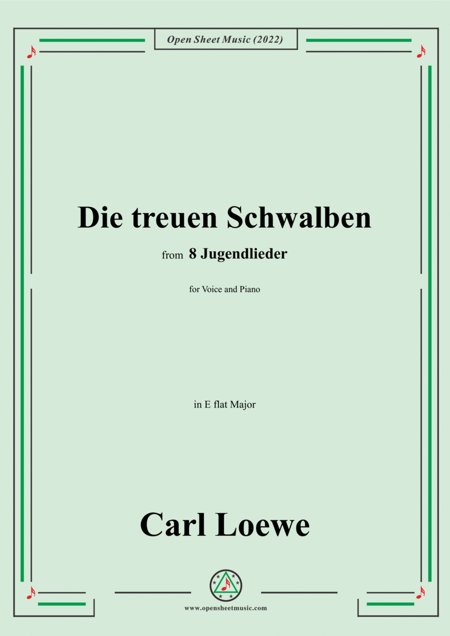 Loewe-Die treuen Schwalben,in E flat Major,for Voice and Piano Voice Solo scores gallery preview page 1