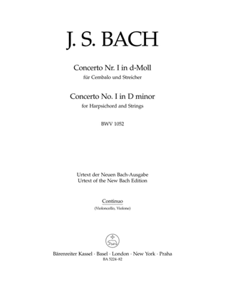 Book cover for Concerto for Harpsichord and Strings No. 1 d minor BWV 1052