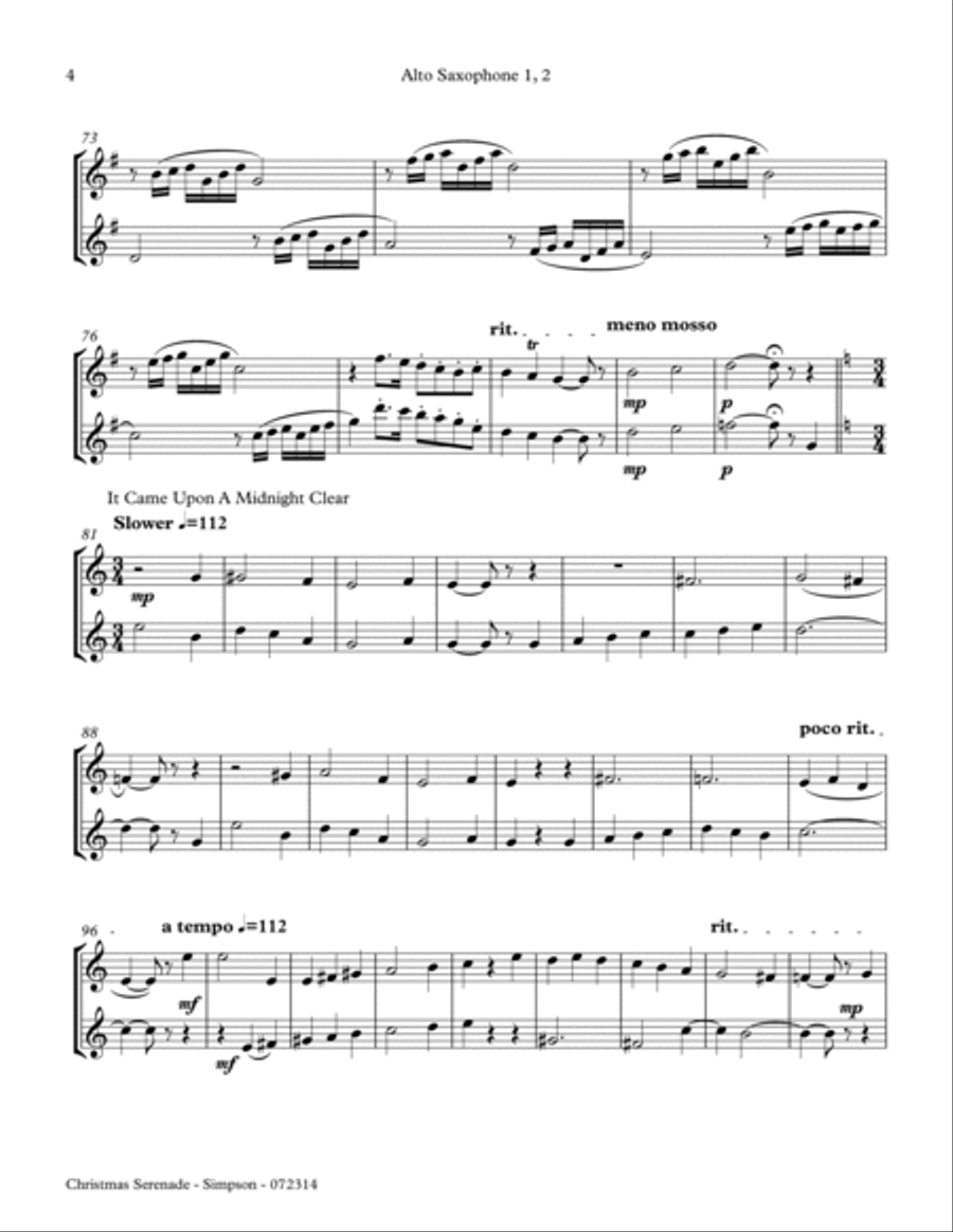 Christmas Serenade for two Alto Saxophones Alto Saxophone scores gallery preview page 4