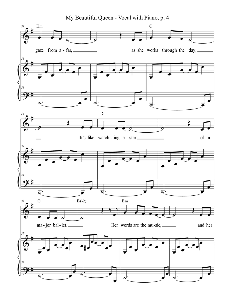 MY BEAUTIFUL QUEEN, Voice with Piano (Lead Sheet included) Piano, Vocal scores gallery preview page 5