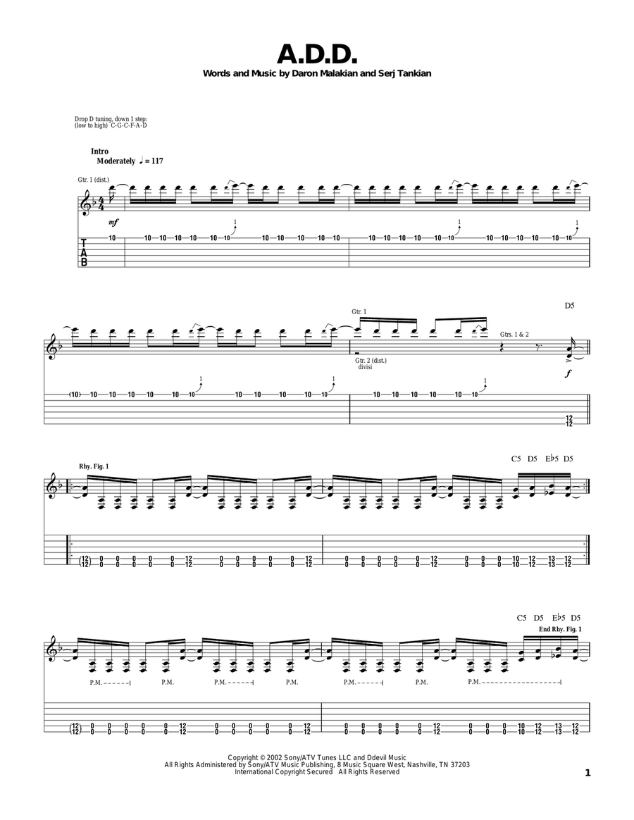 A.D.D. Electric Guitar scores gallery preview page 1