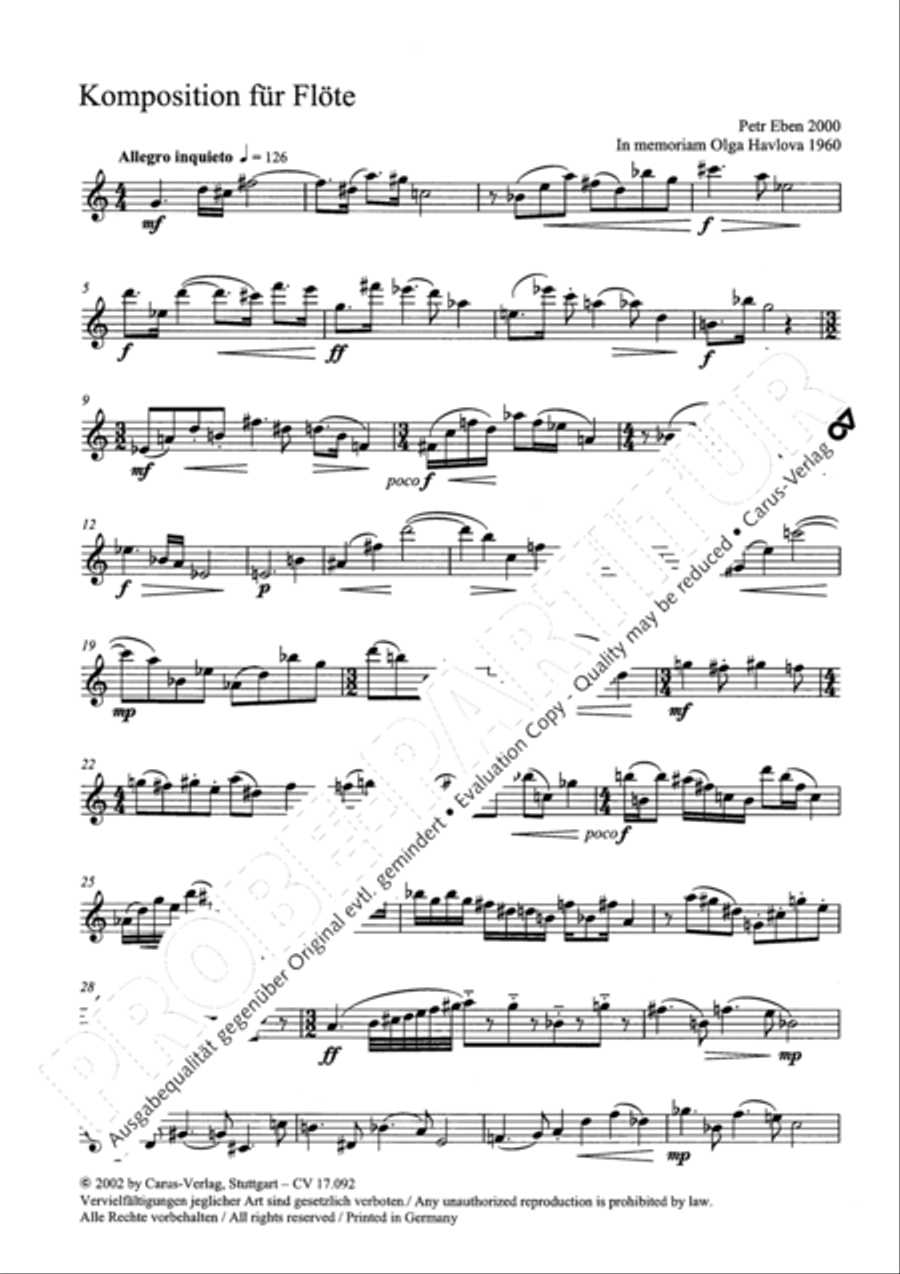 Komposition fur Querflote solo Flute Solo scores gallery preview page 3