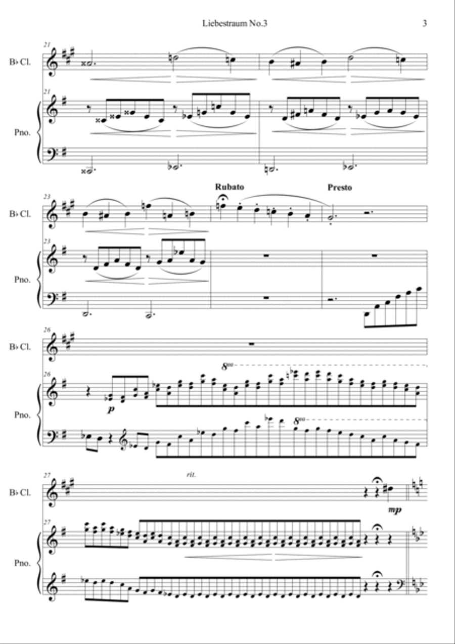 Liebestraum, S.541 No.3 in G Clarinet Solo scores gallery preview page 3