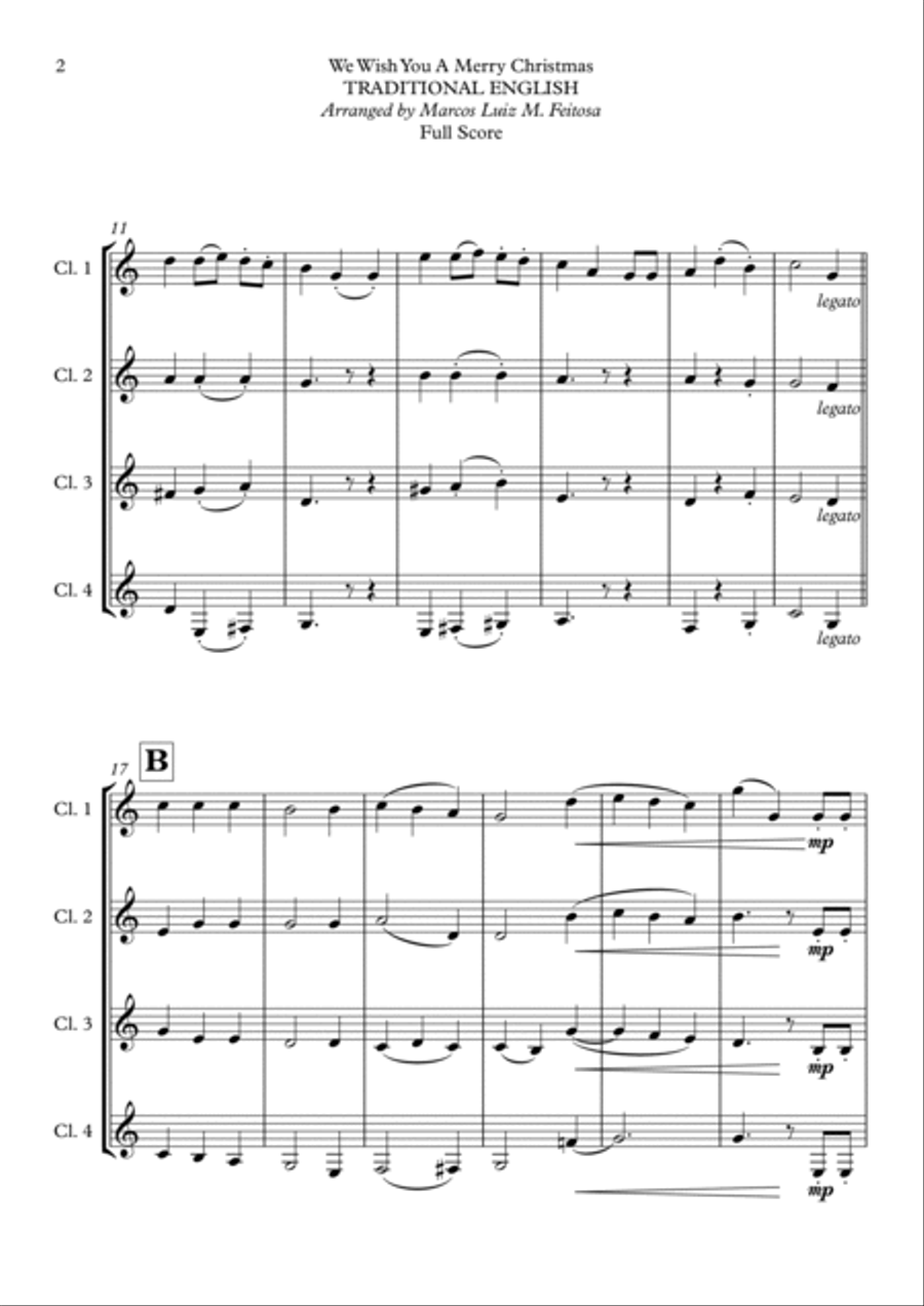 We Wish You A Merry Christmas - Clarinet Quartet Clarinet Quartet scores gallery preview page 4