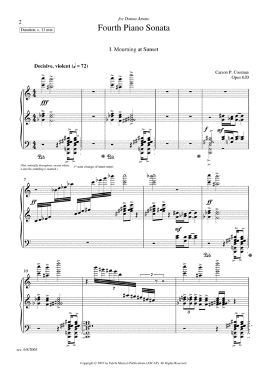Carson Cooman: Fourth Piano Sonata Piano Solo scores gallery preview page 2