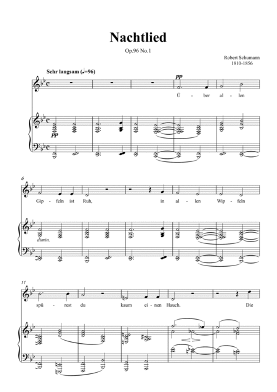 Schumann-Nachtlied,Op.96 No.1 in B♭ Major Voice scores gallery preview page 2