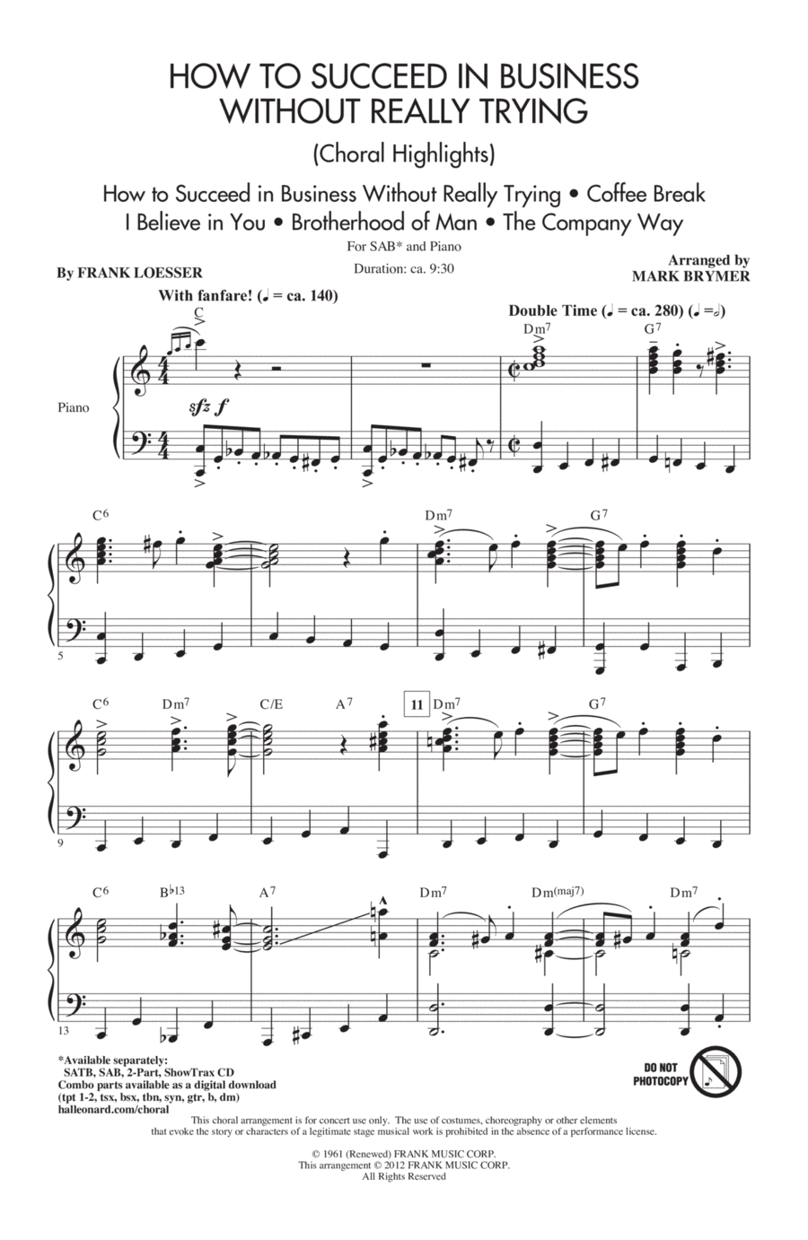 How to Succeed In Business Without Really Trying (Medley) 3-Part scores gallery preview page 1