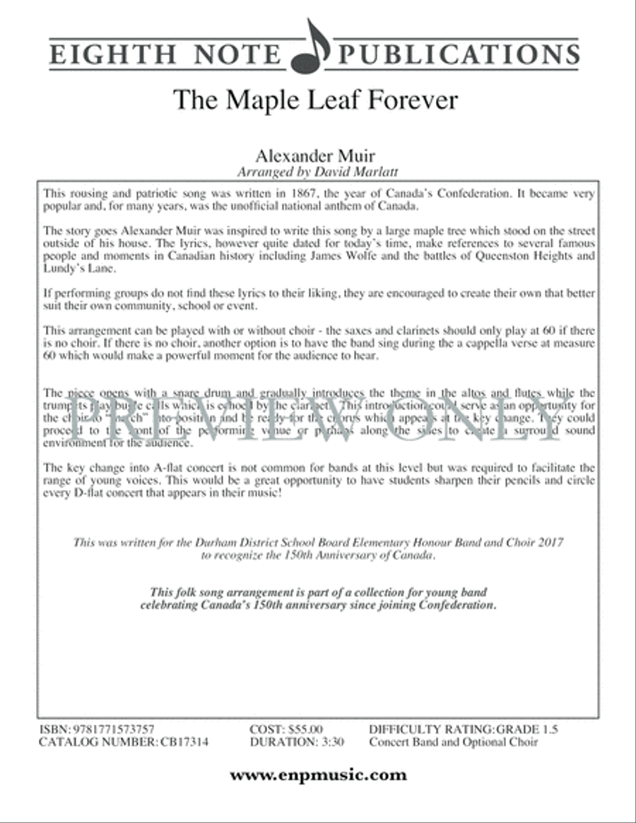 The Maple Leaf Forever Concert Band scores gallery preview page 3