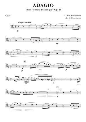 Book cover for Adagio from "Sonata Pathetique" for Cello and Piano