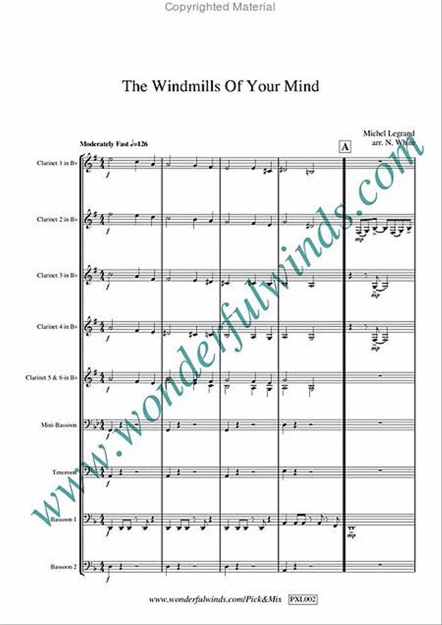 The Windmills Of Your Mind Miniature Score scores gallery preview page 2