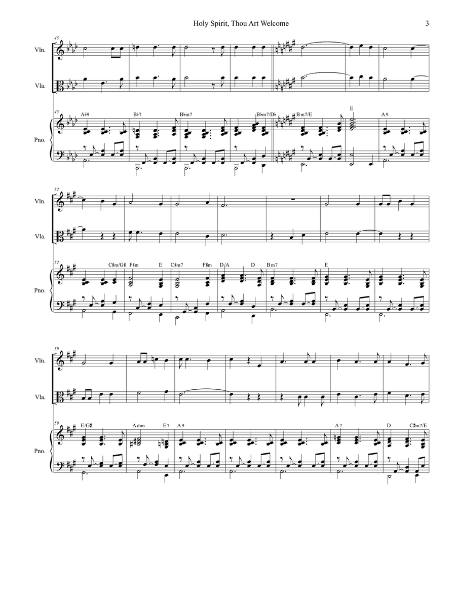 Holy Spirit, Thou Art Welcome String Duet scores gallery preview page 3