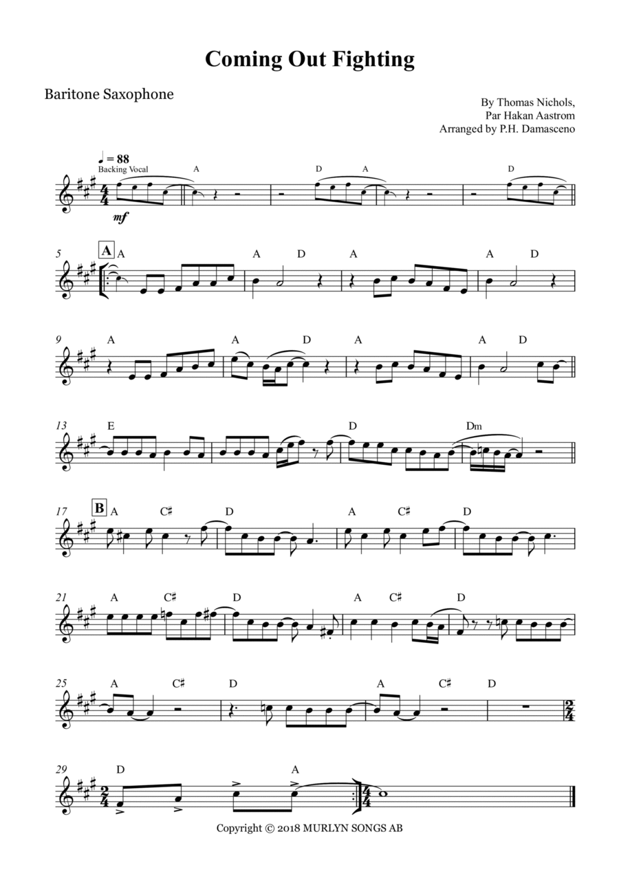 Coming Out Fighting Baritone Saxophone scores gallery preview page 1