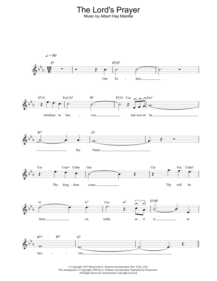 The Lord's Prayer The Lord's Prayer Piano scores gallery preview page 1
