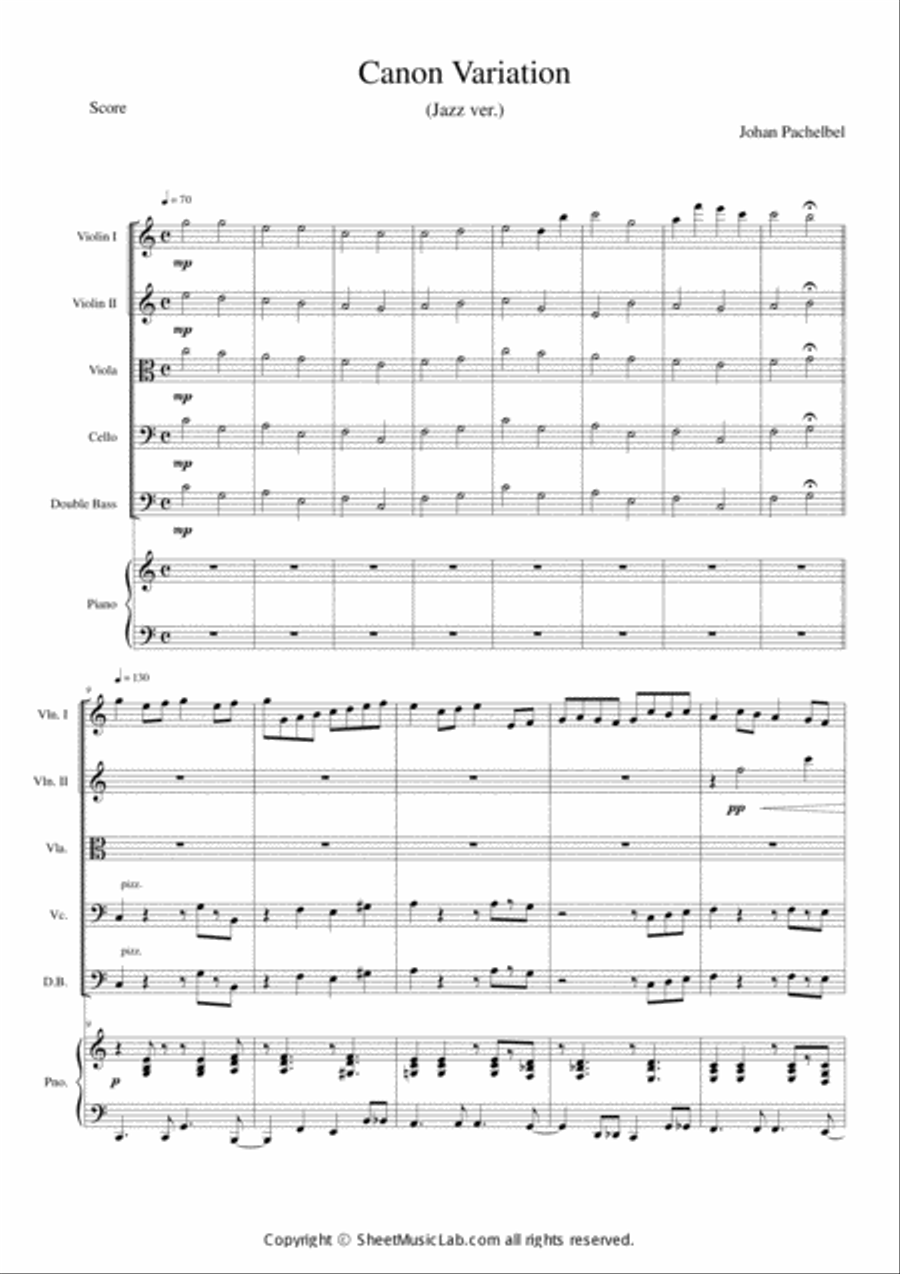 Canon Variation (Jazz Version) Chamber Music scores gallery preview page 1