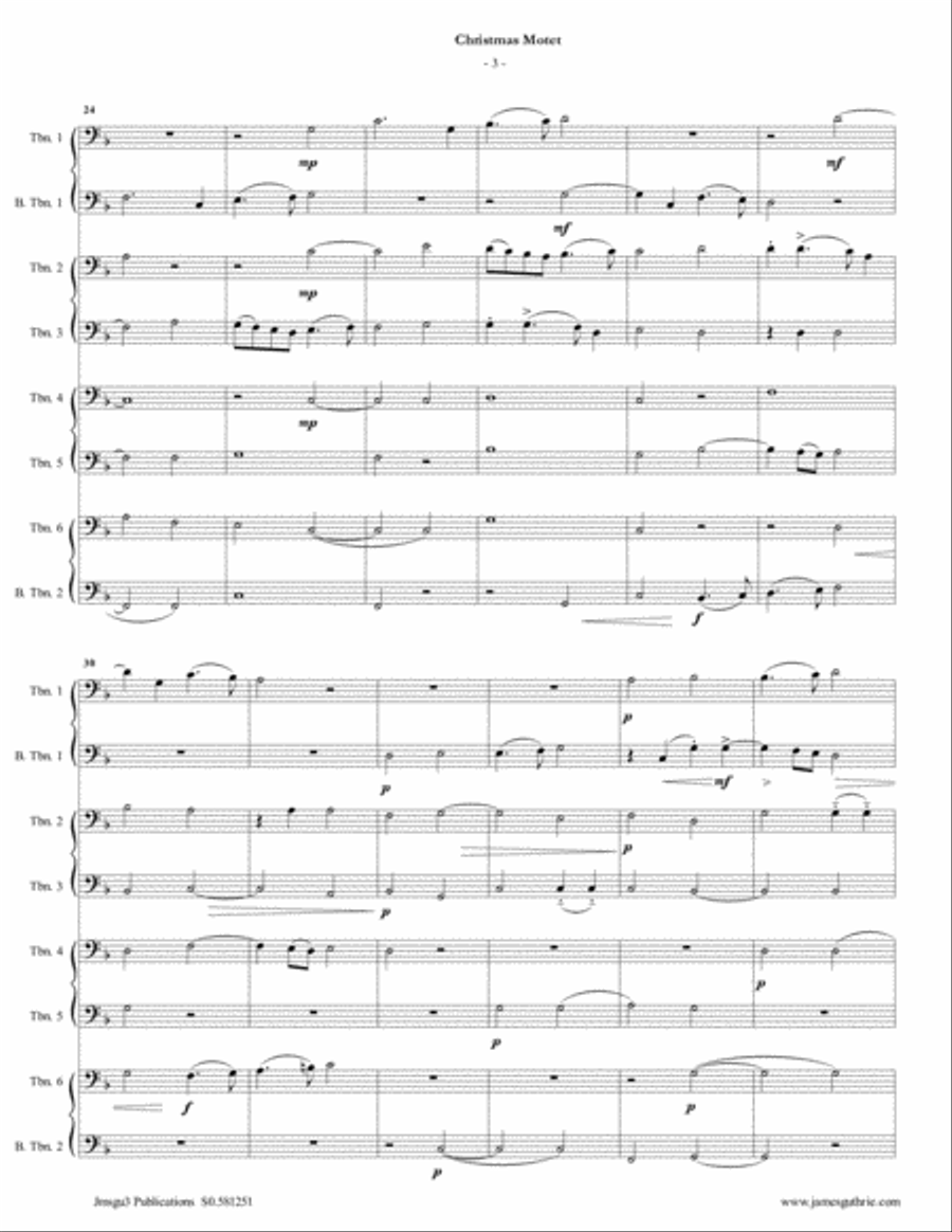 Mouton: Christmas Motet for Trombone Choir Brass Ensemble scores gallery preview page 3