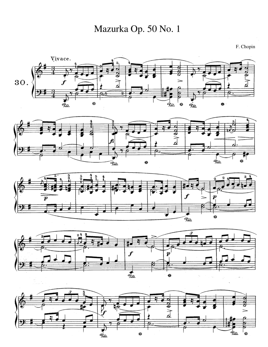 Chopin Mazurka Op. 50 No. 1 in G Major image number null