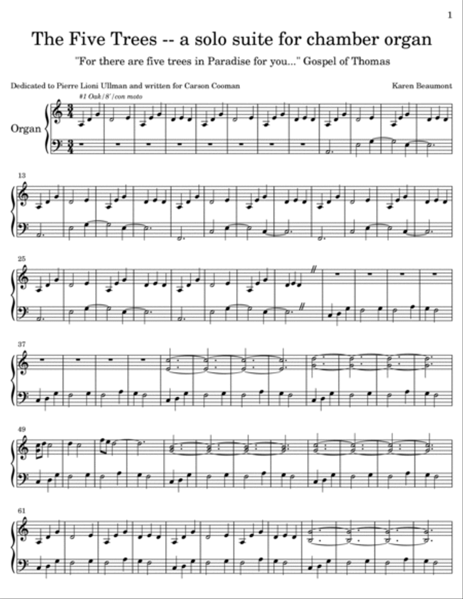 Five Trees -- a solo suite for chamber organ Organ Solo scores gallery preview page 2