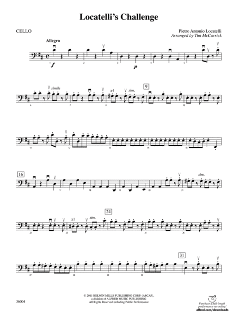 Locatelli's Challenge: Cello String Orchestra scores gallery preview page 1
