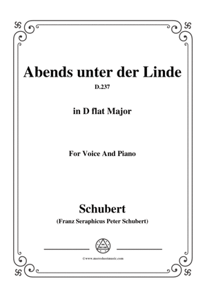 Book cover for Schubert-Abends unter der Linde,D.237,in D flat Major,for Voice&Piano
