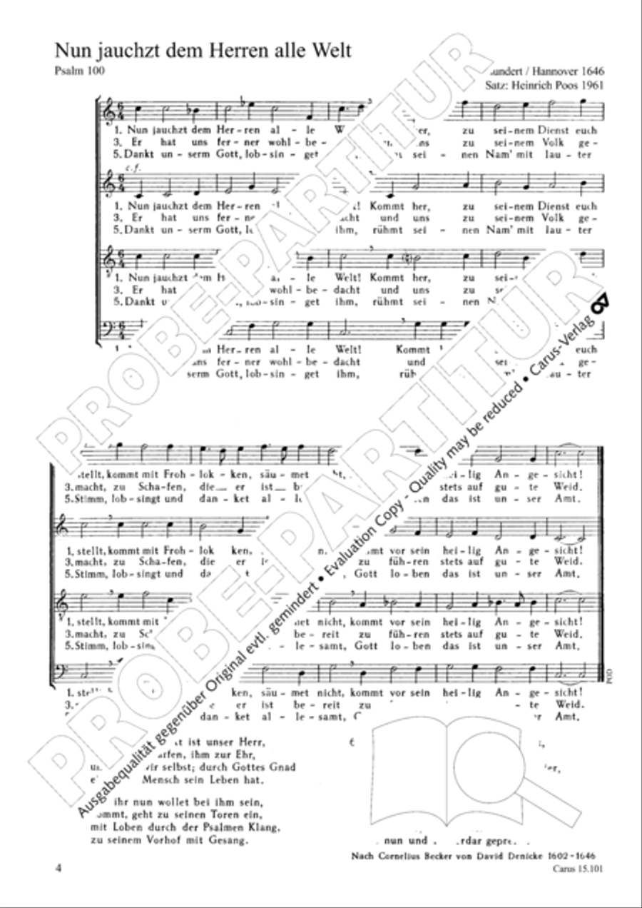 Poos: Nun jauchzt dem Herren, alle Welt; Wir glauben Gott im hochsten Thron Voice scores gallery preview page 5