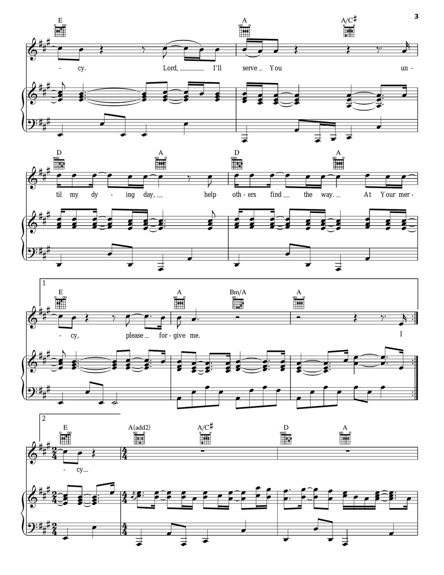 Please Forgive Me Piano, Vocal, Guitar scores gallery preview page 3