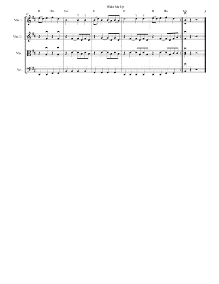 Wake Me Up String Quartet scores gallery preview page 5