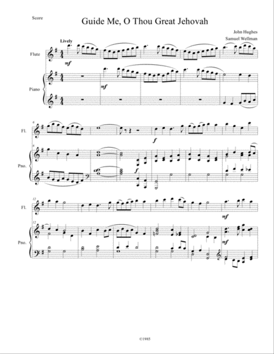 Guide Me, O Thou Great Jehovah Flute Solo scores gallery preview page 1