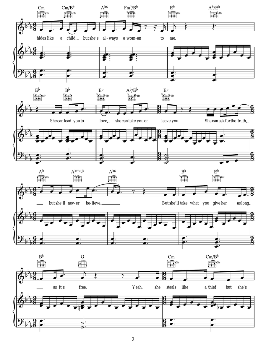 She's Always A Woman Acoustic Guitar scores gallery preview page 2