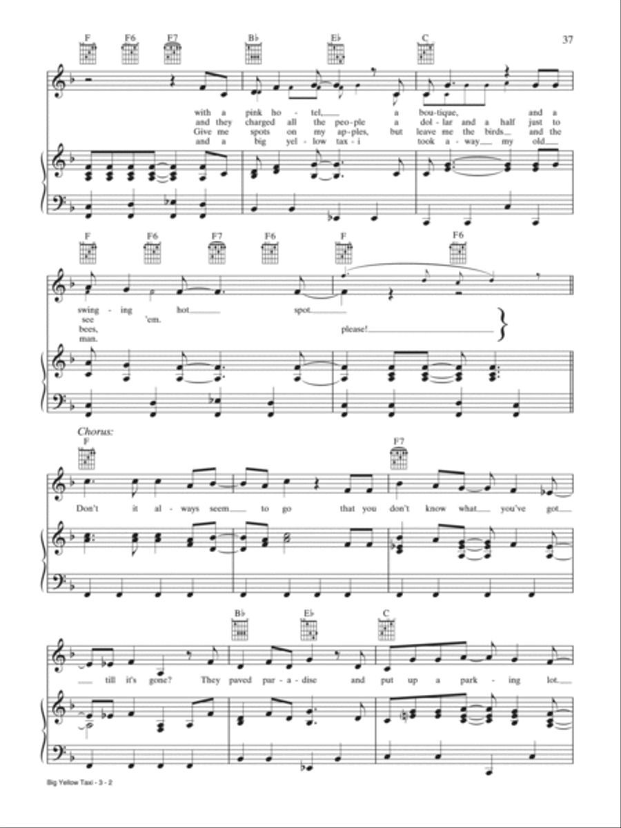 Big Yellow Taxi Piano, Vocal, Guitar scores gallery preview page 2