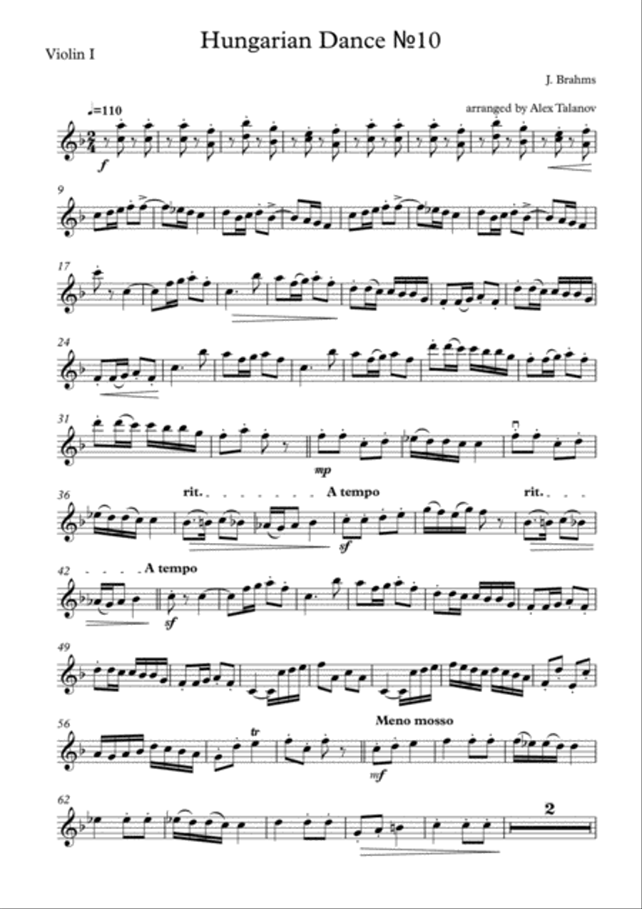 Hungarian Dance №10 Hungarian Dance №10 String Quartet scores gallery preview page 6