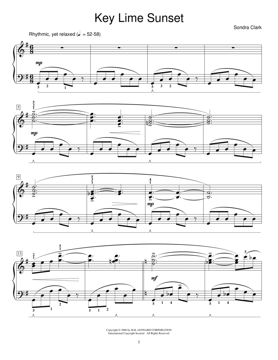 Key Lime Sunset Piano Method scores gallery preview page 1