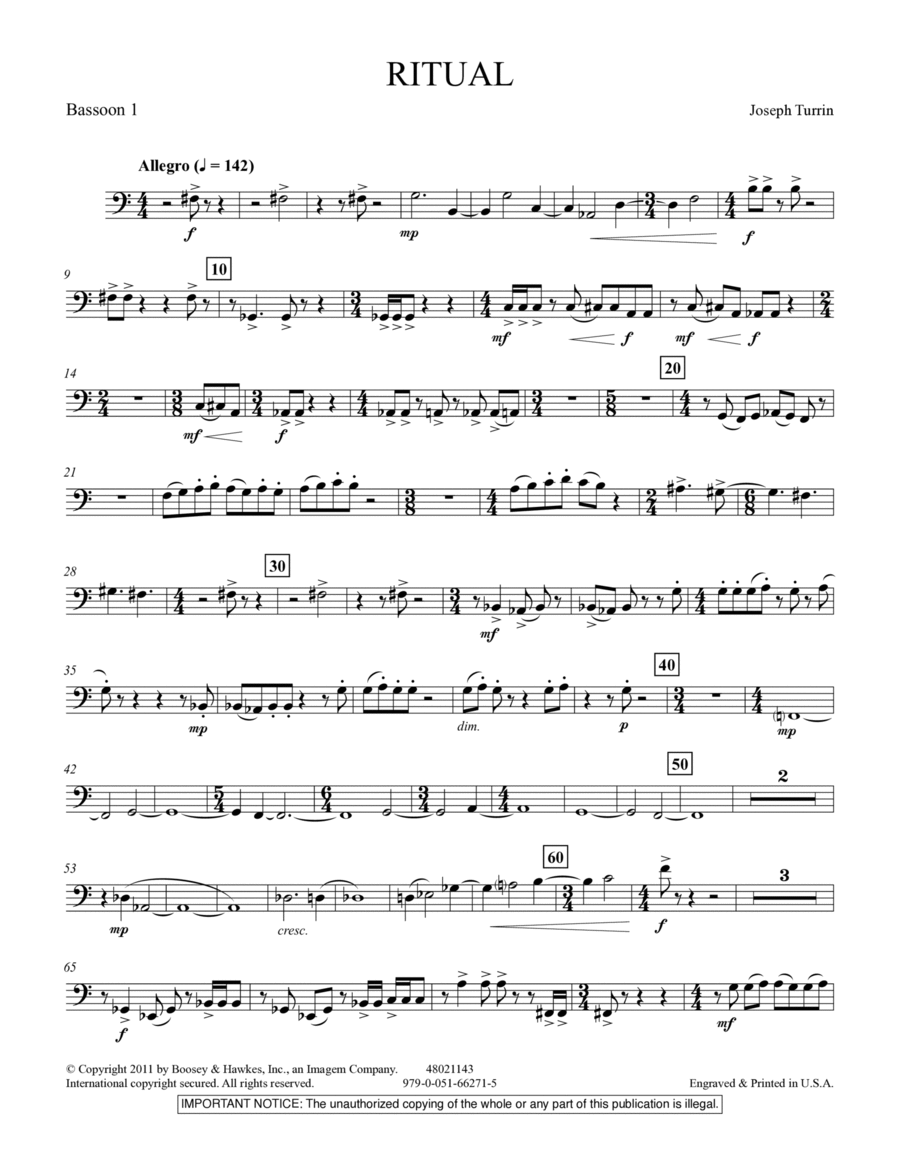 Ritual - Bassoon 1 Ritual - Bassoon 1 Concert Band scores gallery preview page 1