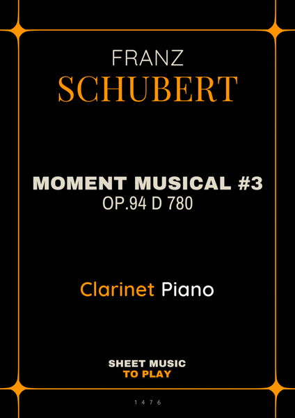 Moment Musical No.3, Op.94 - Bb Clarinet and Piano (Full Score and Parts) image number null