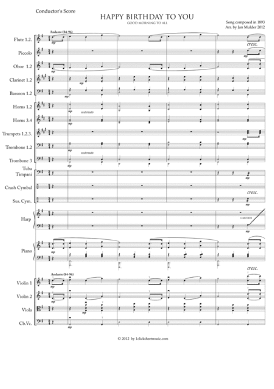 Happy Birthday Orchestra scores gallery preview page 1