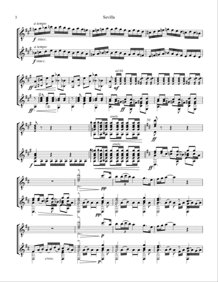 Sevilla Op. 47 No. 3 for guitar duo (D Major) Acoustic Guitar scores gallery preview page 4
