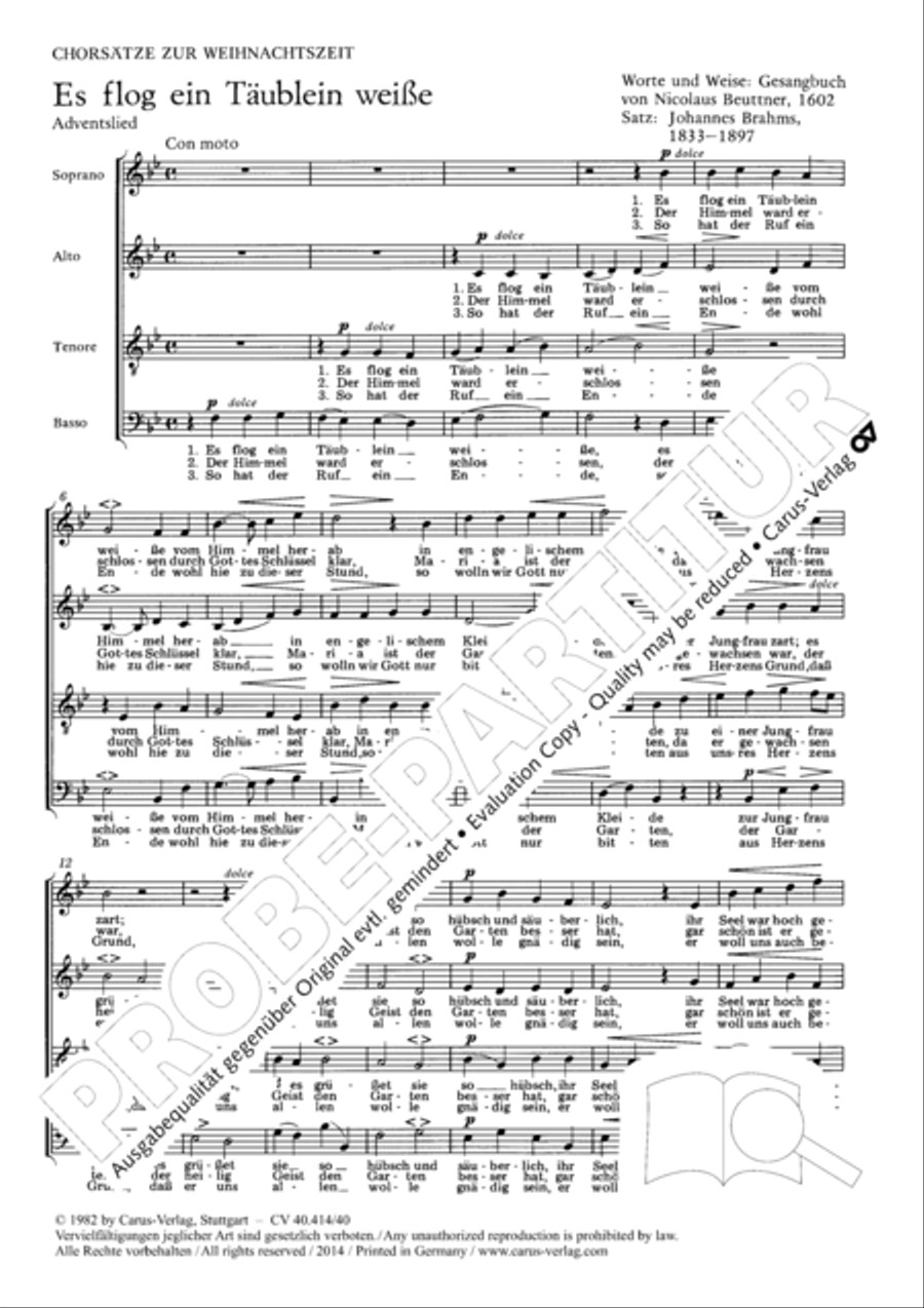 Drei Weihnachtschorsatze von Brahms, Distler und Kaminski Score scores gallery preview page 2
