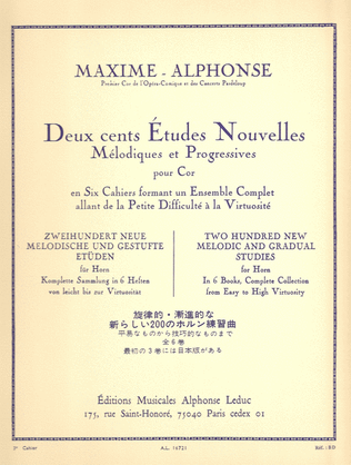 Book cover for Deux cents Etudes Nouvelles Melodiques et Progressives Pour Cor - Cahier 3: 40 Etudes Moyenne Force
