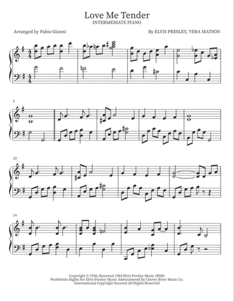 Love Me Tender Easy Piano scores gallery preview page 2