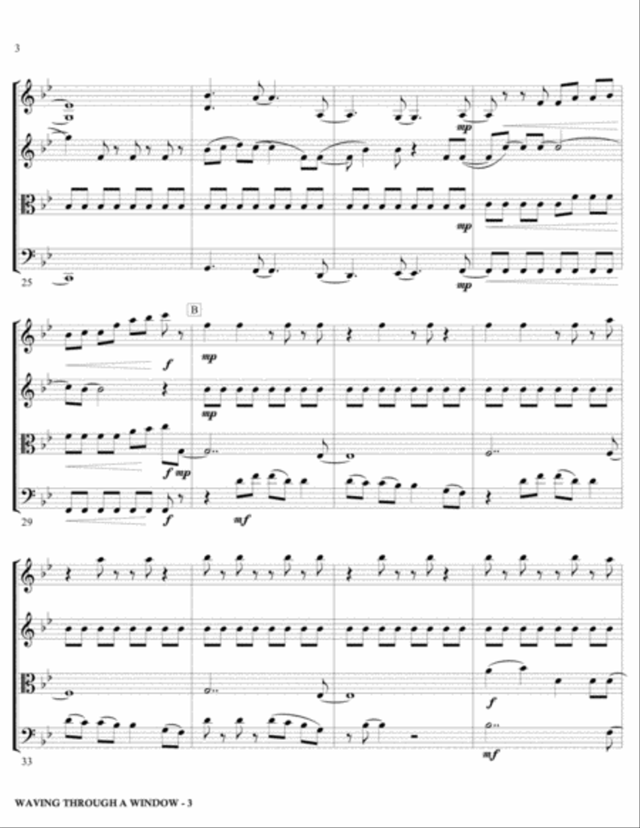 Waving Through A Window String Quartet scores gallery preview page 3