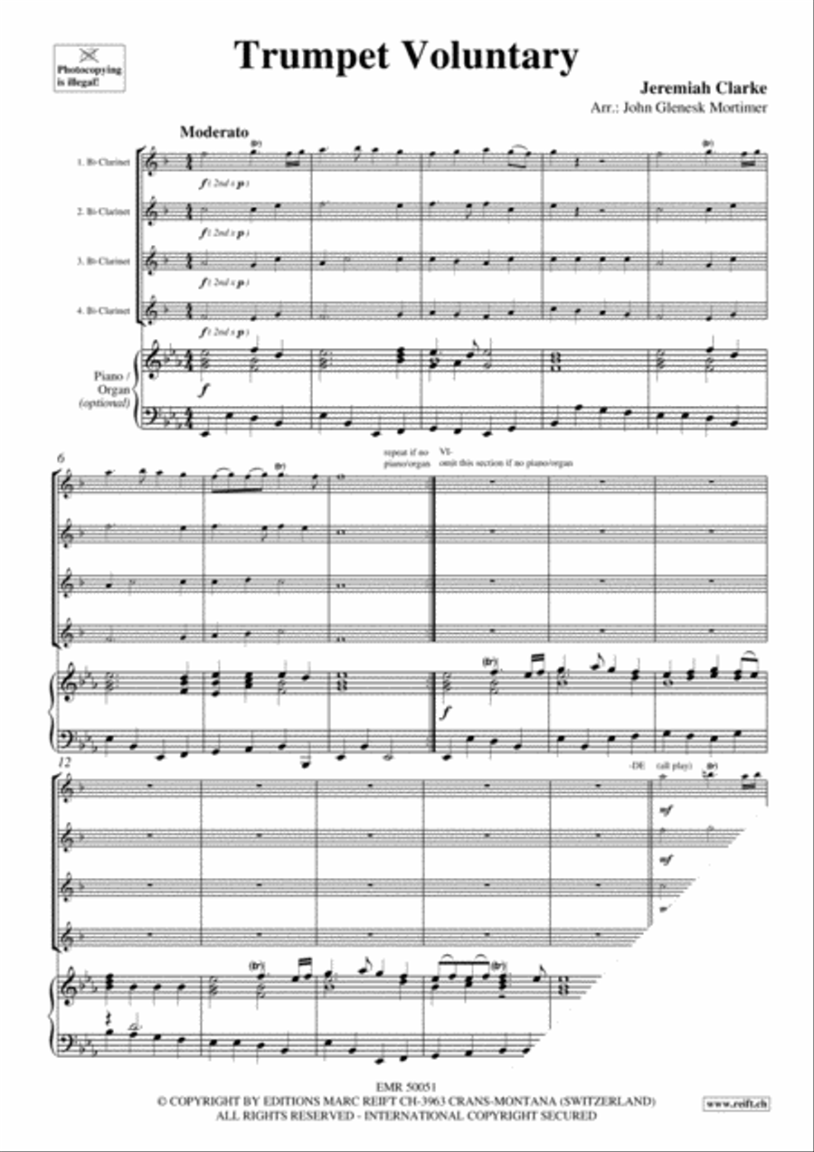 Trumpet Voluntary Clarinet scores gallery preview page 3