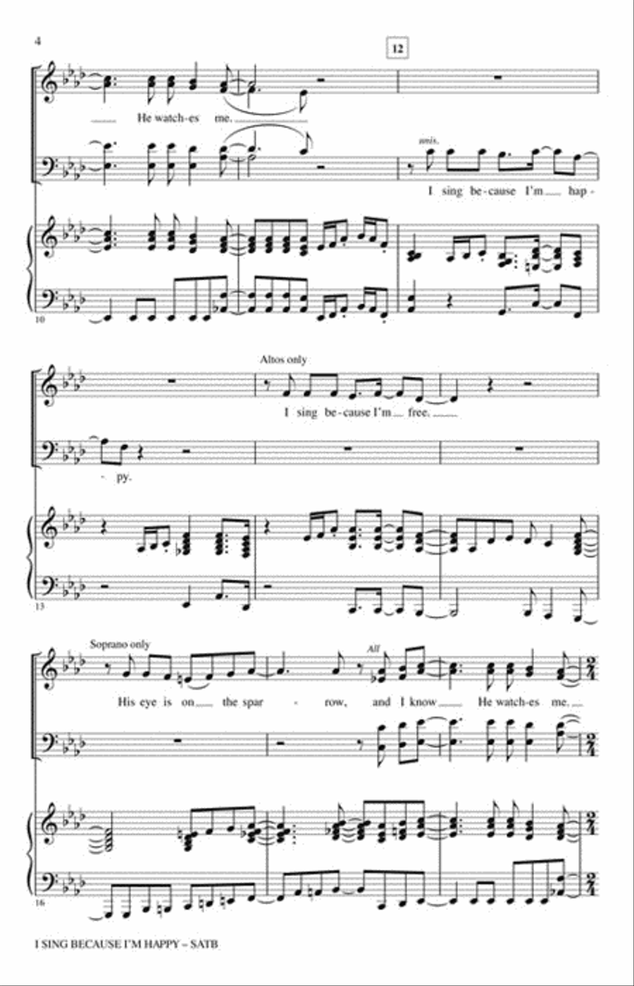I Sing Because I'm Happy 4-Part scores gallery preview page 3