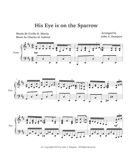 His Eye Is on the Sparrow (Piano Solo) image number null