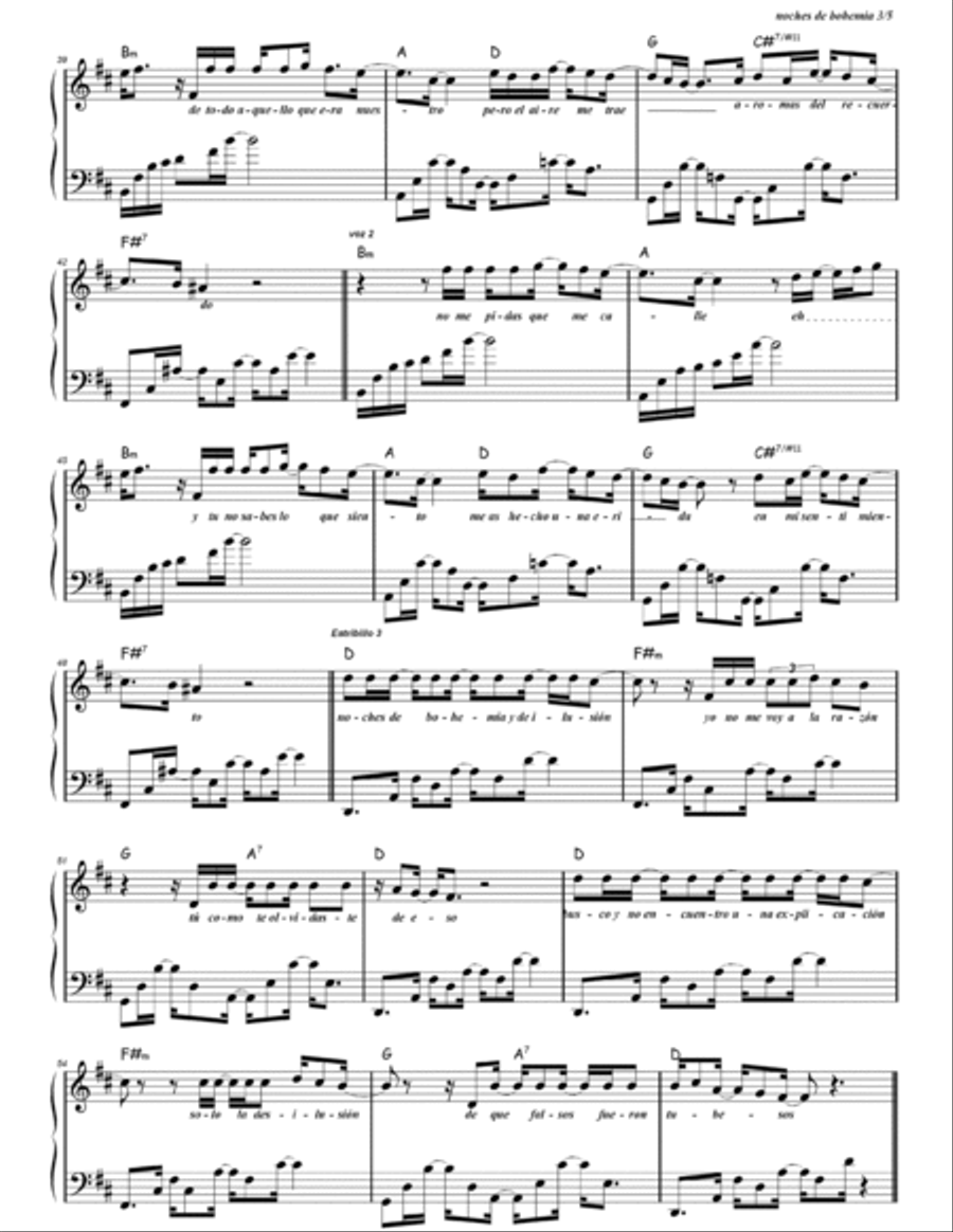 Noches De Bohemia Piano Solo scores gallery preview page 3