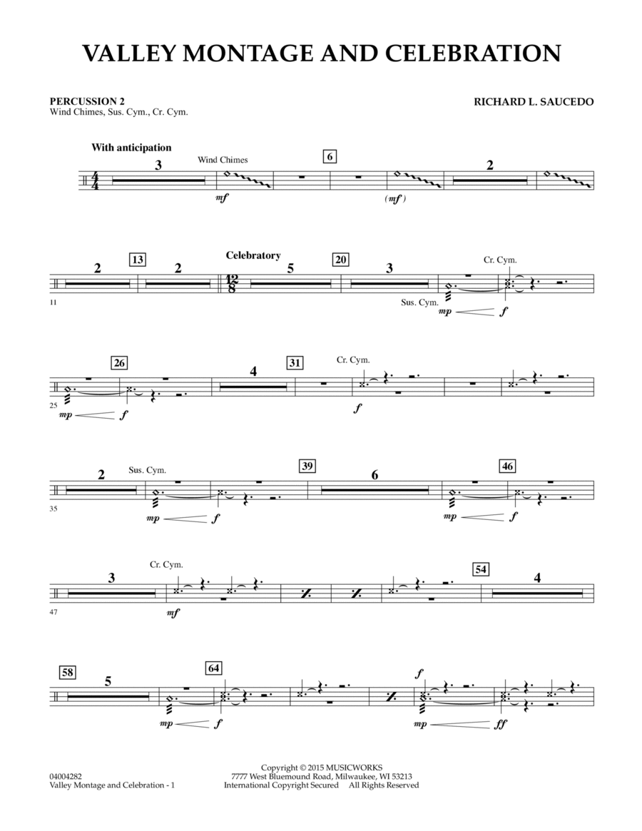 Valley Montage and Celebration - Percussion 2 Percussion scores gallery preview page 1
