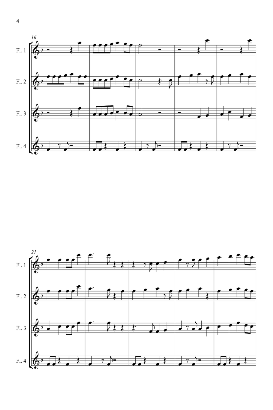 Single Ladies (Put A Ring On It) Flute Quartet scores gallery preview page 4