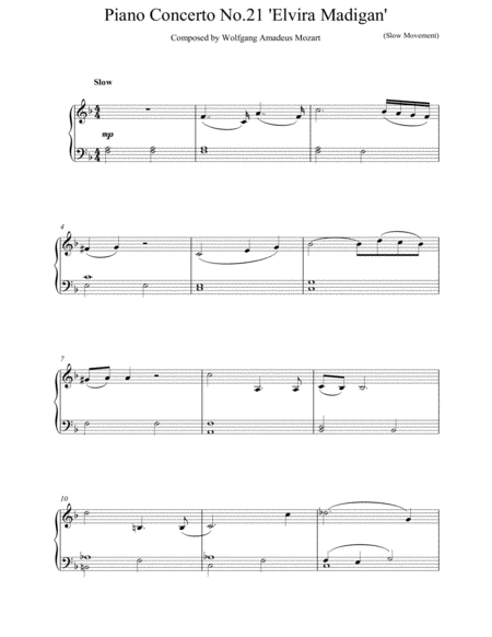 Piano Concerto No.21 Elvira Madigan - (Slow Movement)