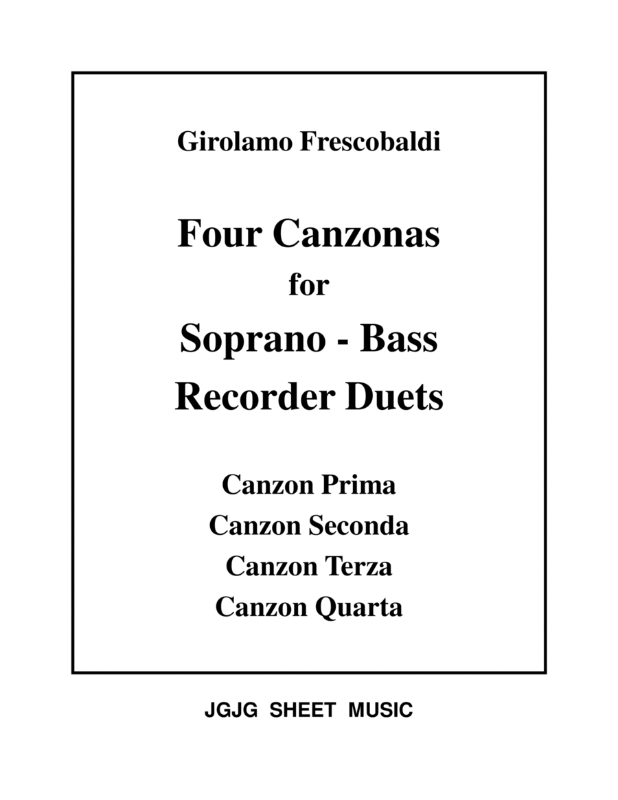 Four Frescobaldi Canzonas for SB Recorders image number null