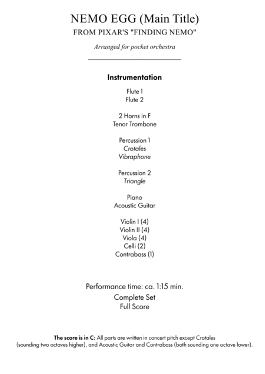 Nemo Egg (Main Title) - Score Only Chamber Orchestra scores gallery preview page 3